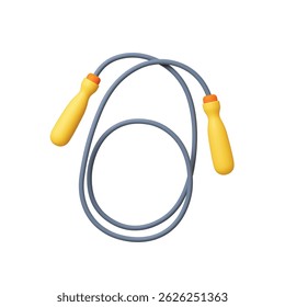 Jumping rope 3d. Isolated sport gym equipment, simple tool for cardio workout at home or outdoor. Children play element, healthy workout vector symbol