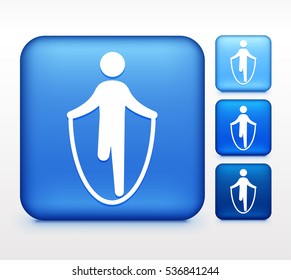 Jumping Rope Colorful Square Button