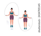 Jumping rope exercise, Woman workout fitness, aerobic and exercises.