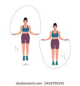 Jumping rope exercise, Woman workout fitness, aerobic and exercises.