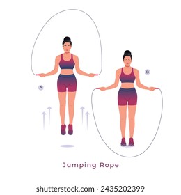 Jumping rope exercise, Woman workout fitness, aerobic and exercises.