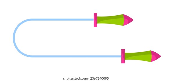 Jumping rope for exercises and working out, sports equipment for training. Plastic handles and long rubber thread, sportive activities and keeping healthy lifestyle. Vector in flat style illustration 
