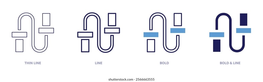 Jumping rope icon in 4 different styles. Thin Line, Line, Bold, and Bold Line. Duotone style. Editable stroke.