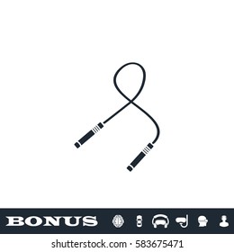 Jumping rope icon flat. Black pictogram on white background. Vector illustration symbol and bonus button