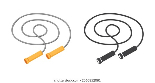 Jumping rope icon in flat style. Gymnastic equipment vector illustration on isolated background. Training instrument sign business concept.