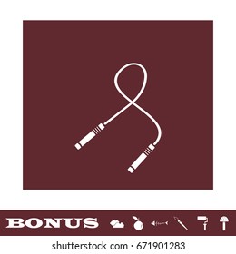 Jumping rope icon flat. White pictogram on brown background. Vector illustration symbol and bonus icons