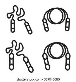 Jumping rope icon in four variations. Vector illustration.