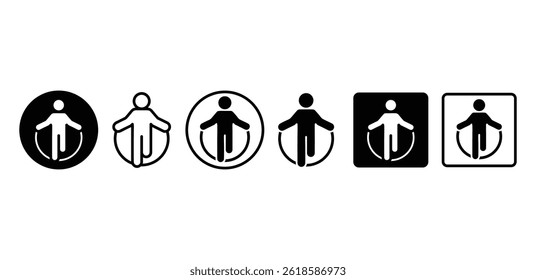 Jumping Rope Icon Set Black and White Color Vector Design Illustration