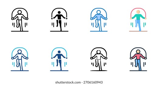 Ícone de salto de corda definir coleção de vários estilos 
