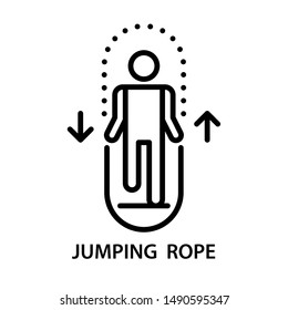 Jumping rope icon. Stroke outline style. Vector. Isolate on white background.