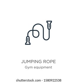 Jumping rope icon. Thin linear jumping rope outline icon isolated on white background from gym equipment collection. Line vector sign, symbol for web and mobile