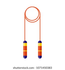 Jumping rope isolated on white background. Flat vector illustration of sport equipment for cardio training or children game - healthy and active healthy lifestyle concept.