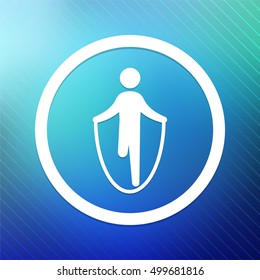 Jumping Rope on Blue Round Button