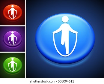 Jumping Rope on Blue Round Button