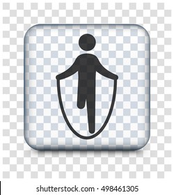 Jumping Rope on Transparent Square Button
