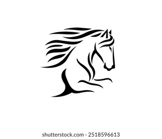 jumping run speed horse tattoo style art logo design template