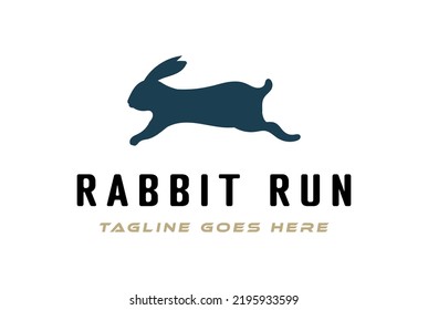 Jumping mit schnellem Kaninchen-Silhouette-Logo-Design-Vektorgrafik
