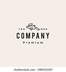 jumping running rabbit hare bunny hipster vintage logo vector icon illustration