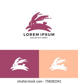 jumping running rabbit hare logo vector