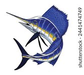 Jumping Sailfish Hand Drawn Illustration