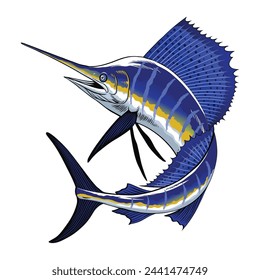 Jumping Sailfish Hand Drawn Illustration