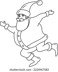 Jumping Santa Claus vector illustration, isolated line art