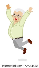 Jumping Senior man