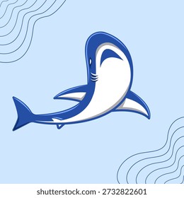 Jumping Shark Flat design style shark leaping upward with curved body great for dynamic mascot and sport illustrations