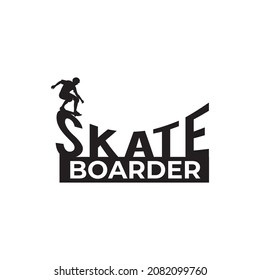 Jumping Skate Boarder Vector Logo Design