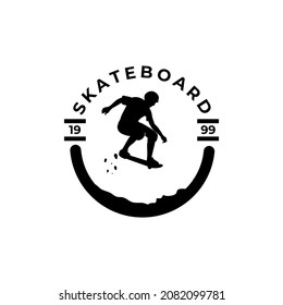 Jumping skate boarder vector logo design