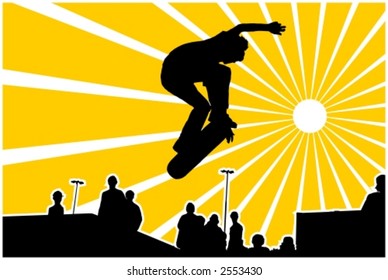 Jumping skateboarder vector illustration