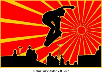 Jumping skateboarder vector illustration