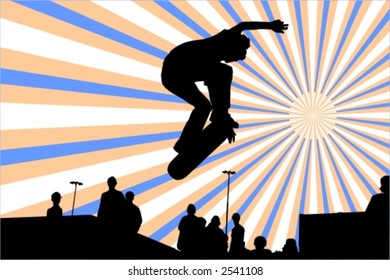 Jumping skateboarder vector silhouette