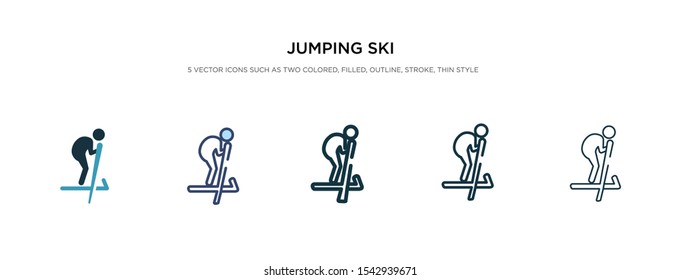 jumping ski icon in different style vector illustration. two colored and black jumping ski vector icons designed in filled, outline, line and stroke style can be used for web, mobile, ui