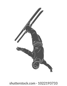 a jumping skier freestyler