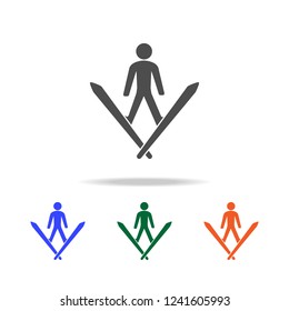 Jumping skier silhouette icon. Elements of Christmas holidays in multi colored icons. Premium quality graphic design icon. Simple icon for websites, web design, mobile app