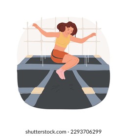 Jumping skills isolated cartoon vector illustration. Teenage girl honing her jumping skills, learning acrobatics, extreme sport, trampoline park, active lifestyle, somersault vector cartoon.