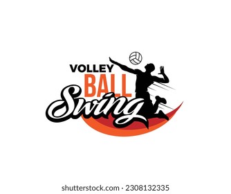 Jumping Smash Volley Ball Logo Design Template