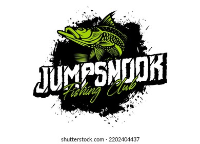 Jumping Snook fish logo isolated background. modern vintage rustic logo design. great to use as your any fishing company logo and brand