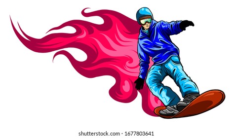 Jumping snowboarder. Vector sign branding identity corporate logo. illustration