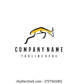 Jumping Springbok Africa Animal Desert Logo Design Graphic