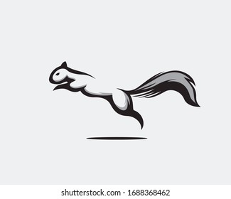 Jumping squirrel art logo design inspiration