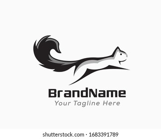 Jumping squirrel drawing art logo design inspiration