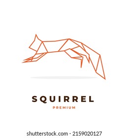 Jumping Squirrel Geometric Line Illustration Logo