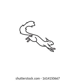 Jumping squirrel outline icon. Cute rodent vector symbol.
