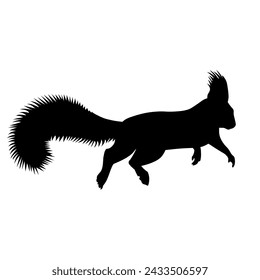 Silueta de ardilla saltando. Ilustración vectorial aislada sobre un fondo blanco