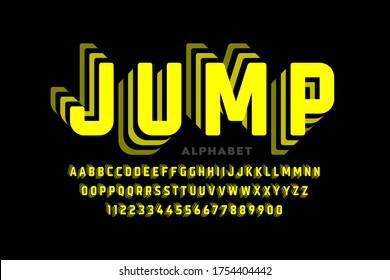 Jumping style font design, alphabet letters and numbers vector illustration