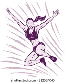 Jumping stylized girl