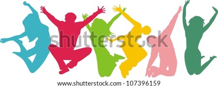 jumping summer people healthly young people stock vector royalty