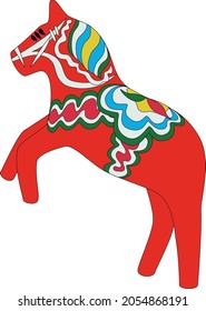 Jumping Swedish Painted Horse Vector